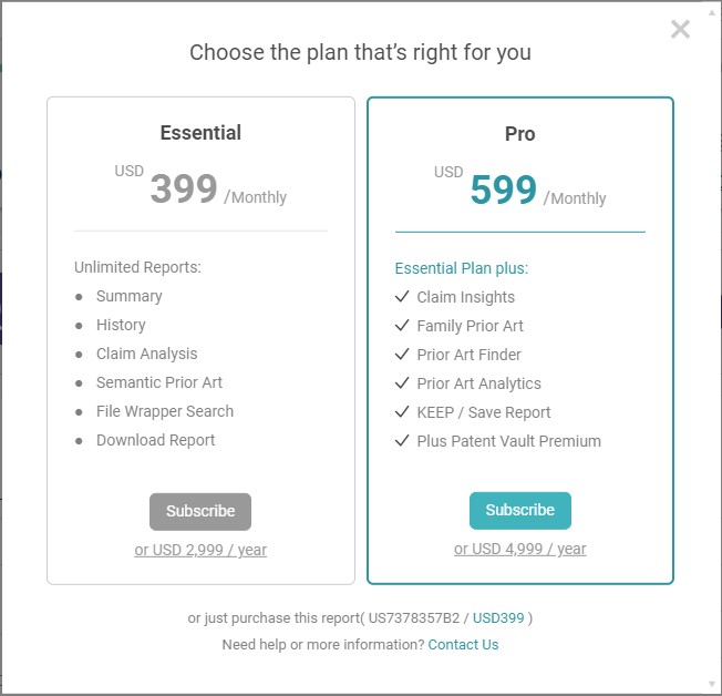 QI payment - pricing page